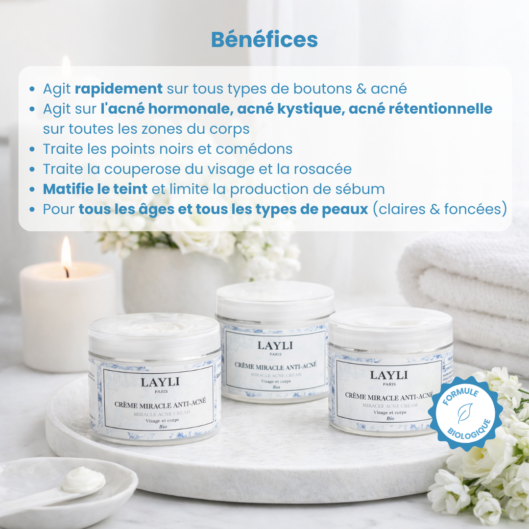 CRÈME MIRACLE ANTI-ACNÉ BIO • à la bave d'escargot, nombreux résultats