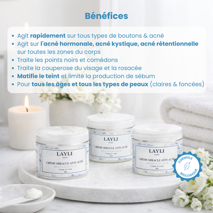 CRÈME MIRACLE ANTI-ACNÉ BIO • à la bave d'escargot, nombreux résultats